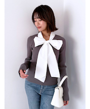 ボウタイニットプルオーバー