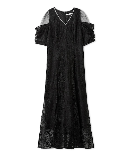 ラメブレードＶネックレースドレス