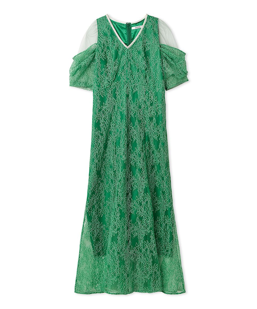 ラメブレードＶネックレースドレス