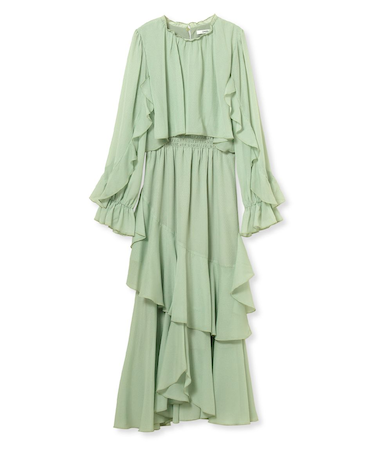 ブラウスレイヤードフリルワンピース