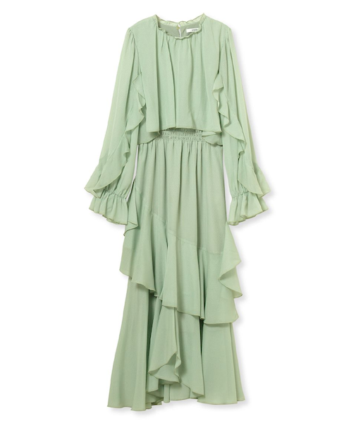 ブラウスレイヤードフリルワンピース