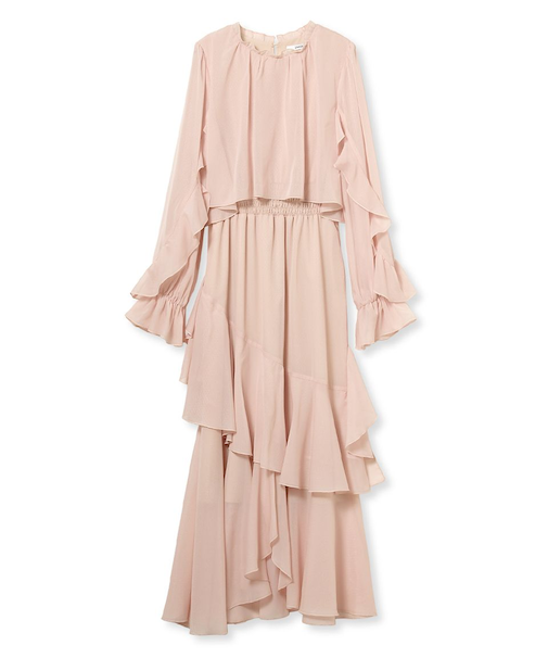 ブラウスレイヤードフリルワンピース