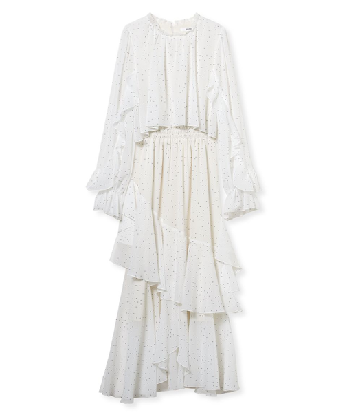 ブラウスレイヤードフリルワンピース