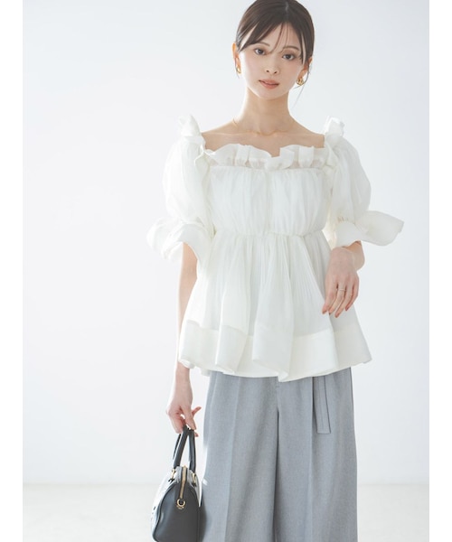スナイデル　ボリュームギャザーフリルチュニック SNIDEL｜ボリュームギャザーフリルチュニック | Rakuten Fashion(楽天