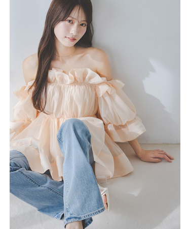 ボリュームギャザーフリルチュニック