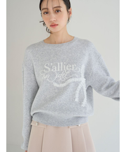 リボンモチーフジャガードニットプルオーバー