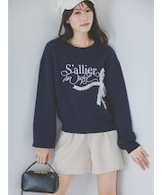 リボンモチーフジャガードニットプルオーバー