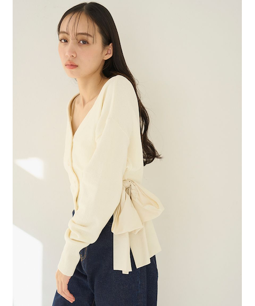 リボンドッキングカーディガン