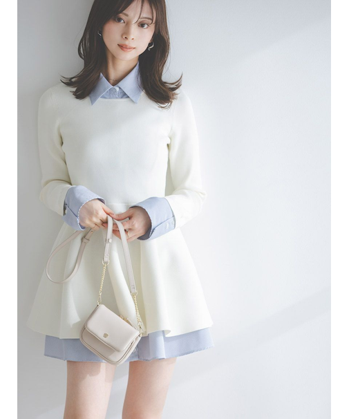 シャツレイヤードニットチュニック