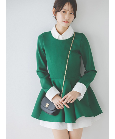 シャツレイヤードニットチュニック