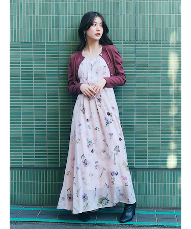 カーデセットフローラルプリントキャミワンピース