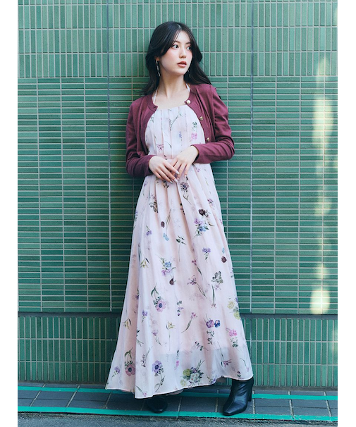 カーデセットフローラルプリントキャミワンピース