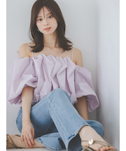 オフショルタックバルーンブラウス