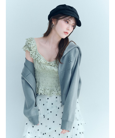 ショートニットパーカー