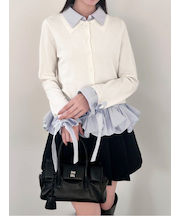 シャツドッキングヘムボリュームニットプルオーバー