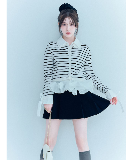 シャツドッキングヘムボリュームニットプルオーバー