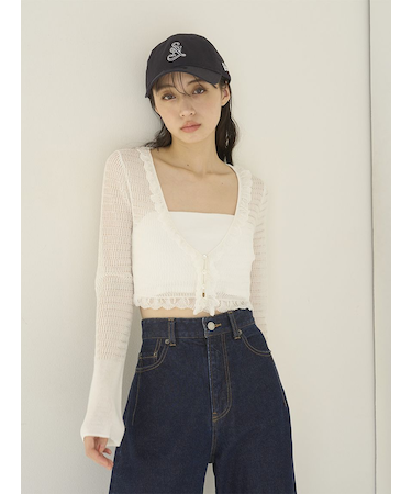 シアーフリルコンパクトカーディガン