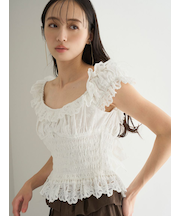 コットンシャーリングブラウス