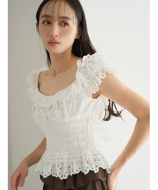 コットンシャーリングブラウス