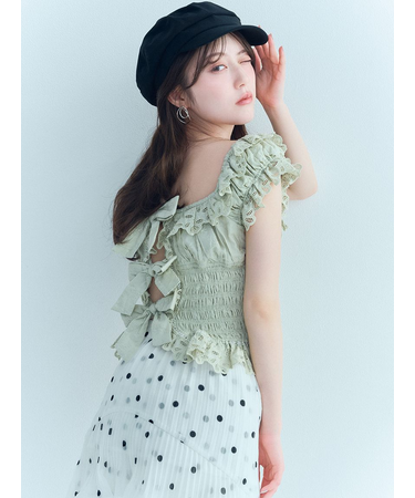 コットンシャーリングブラウス