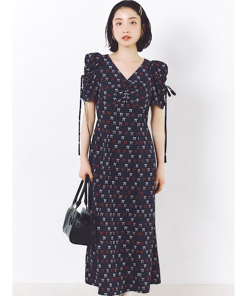 リボンモチーフワンピース｜スナイデルの通販｜&mall（アンドモール