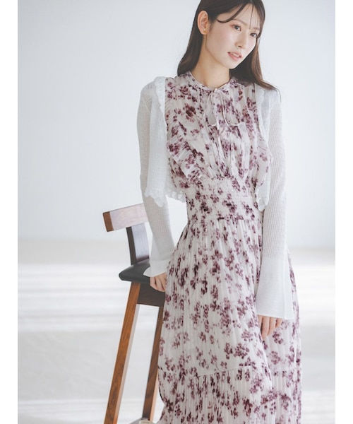 販路限定サイズあり】Sustainableプリーツプリントワンピース