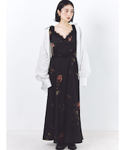 レーストリムプリントキャミワンピース