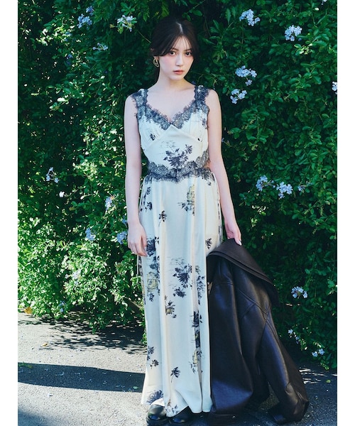 レーストリムプリントキャミワンピース｜スナイデルの通販｜&mall