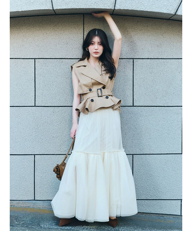 トレンチチュールセットドレス