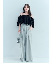 ウエストデザインボリュームワイドパンツ