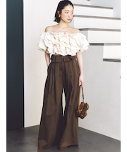 ウエストデザインボリュームワイドパンツ