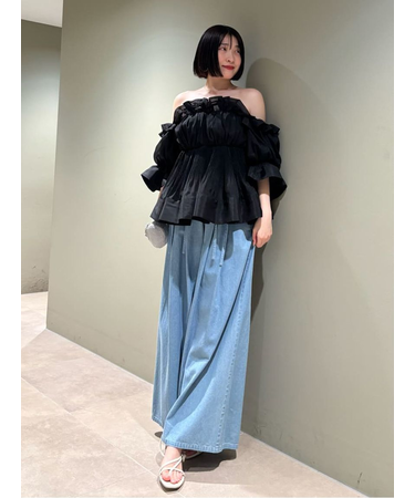 ウエストデザインボリュームワイドパンツ