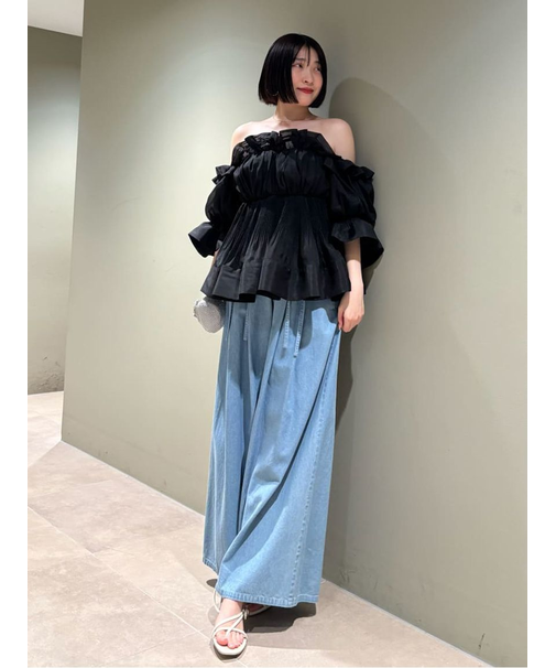 ウエストデザインボリュームワイドパンツ