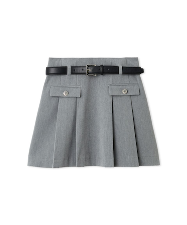 ベルト付きプリーツミニスカート