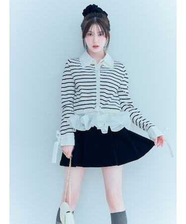 ベルト付きプリーツミニスカート