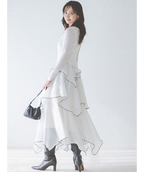 SNIDEL シアーイレヘムニットコンビワンピース white1 シアーイレヘムニットコンビワンピース｜スナイデルの通販｜&mall