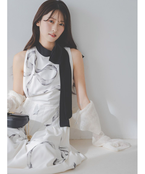 【WEB限定カラーあり】リボンディテールカーデセットワンピース