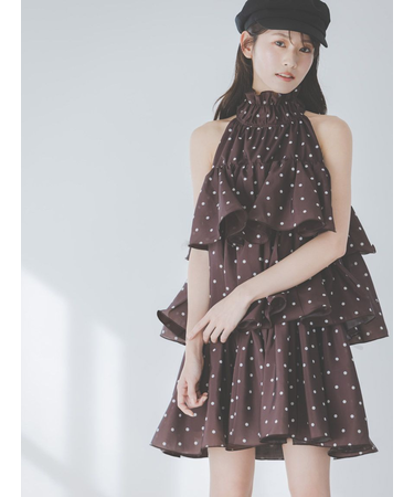 ボリュームエアリーミニワンピース