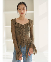 カットレースフリルプルオーバー