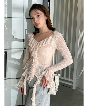 カットレースフリルプルオーバー