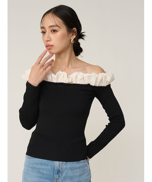 バルーンフリルニットプルオーバー