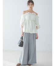 スタイルアップベルティッドワイドパンツ