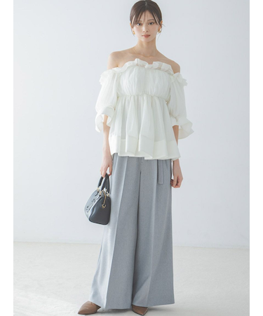 スタイルアップベルティッドワイドパンツ