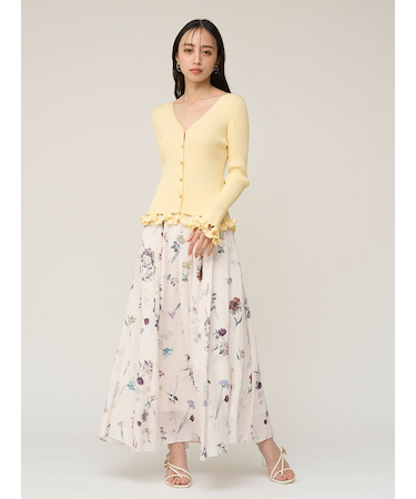 フローラルプリントフレアスカート