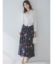 フローラルプリントフレアスカート