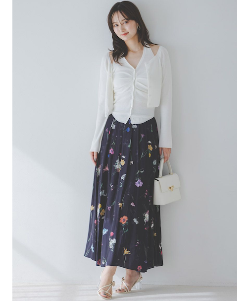 フローラルプリントフレアスカート