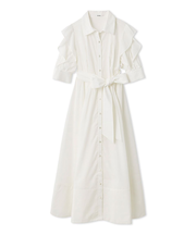 Sustainableフリルデザインシャツワンピース