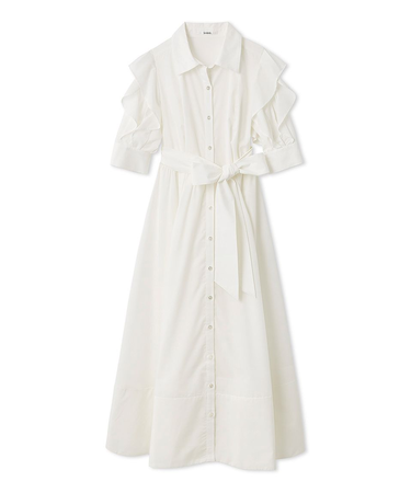 Sustainableフリルデザインシャツワンピース