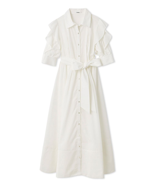 Sustainableフリルデザインシャツワンピース