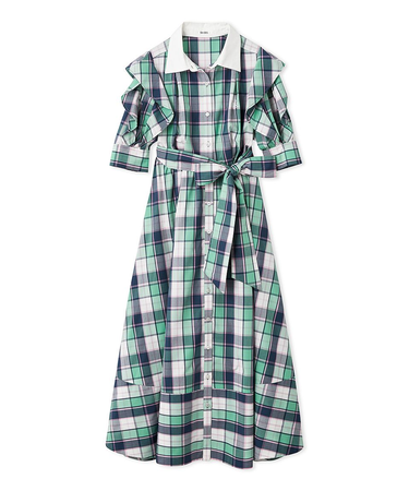 Sustainableフリルデザインシャツワンピース